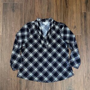 Charter Club Black and White Plaid Top